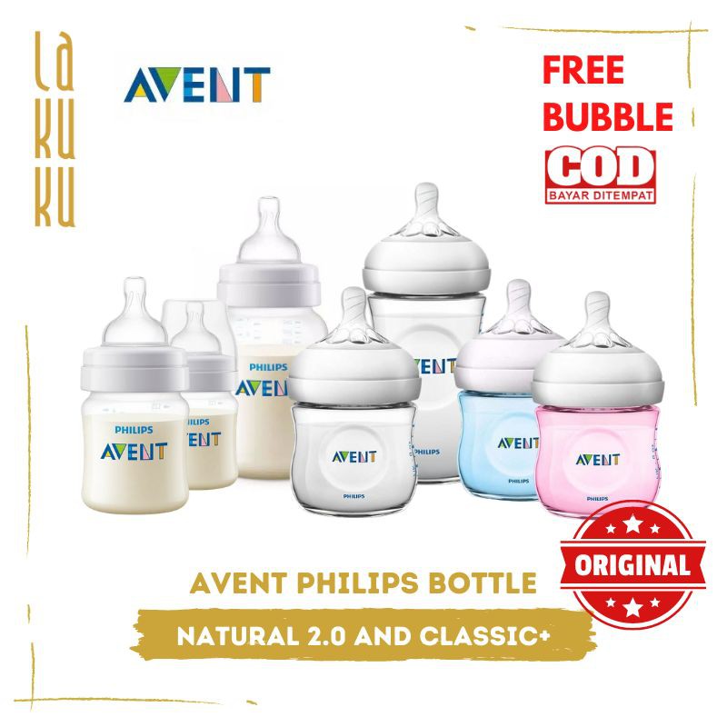 Botol Susu Natural Avent Philips 125 260 ml dan Bottle Shrink Wrap Classic Plus 125 260 ml Reduce Colic