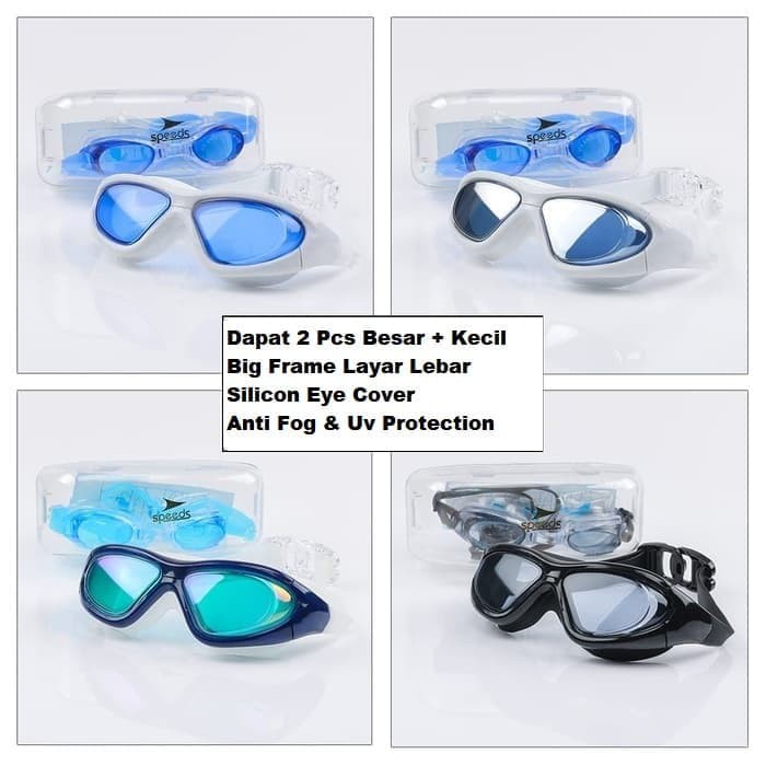 Speed Kacamata Renang Big Frame Anti Fog UV Speeds LX9110 Bonus Kacamata anak