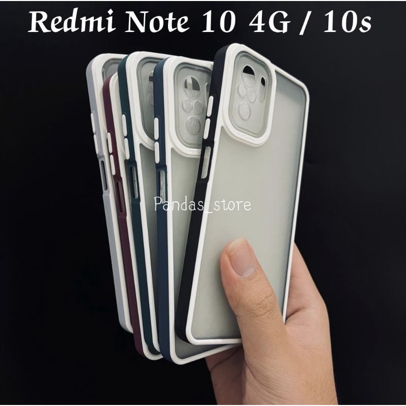 Pro Hybird Redmi Note 10 4G / Note 10s Softcase Halus dan Elegan / Pinggiran Garis Putih Keren (Pandas)