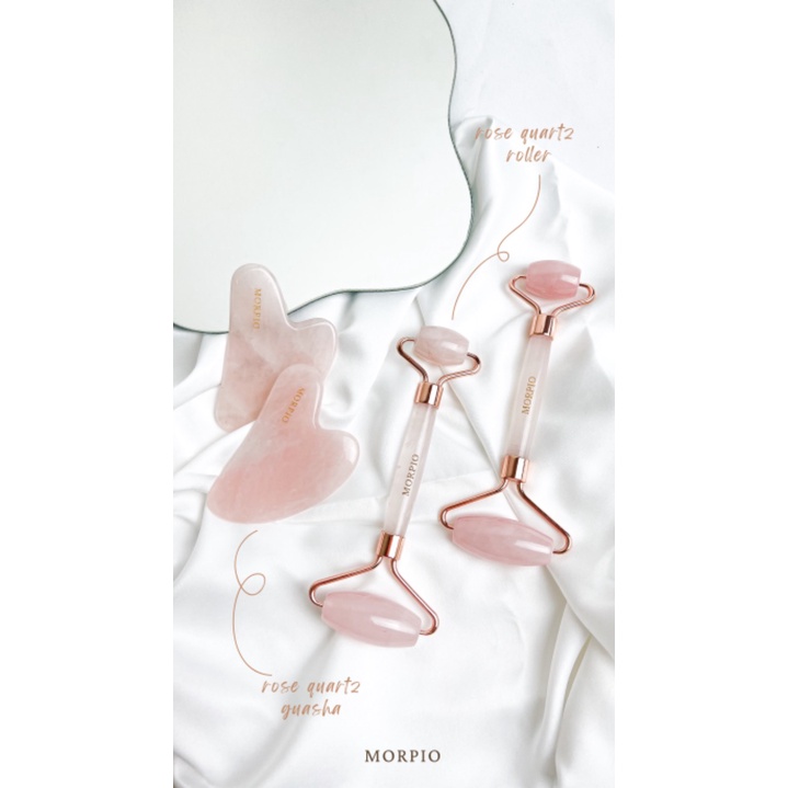 MORPIO FACE ROLLER &amp; GUASHA | MORPIO ROSE QUARTZ JADE ROLLER &amp; GUASHA | FACE ROLLER