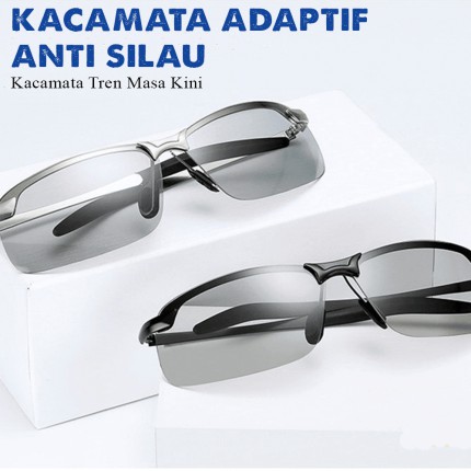 HBM Kacamata Adaptif Anti Silau Siang Dan Malam Lensa Berubah Warna Photochromic Polarized