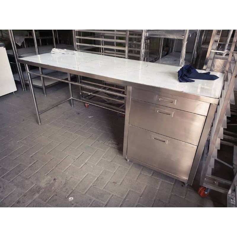 MEJA KANTOR LACI STAINLES HAIRLINE 120x60x80cm