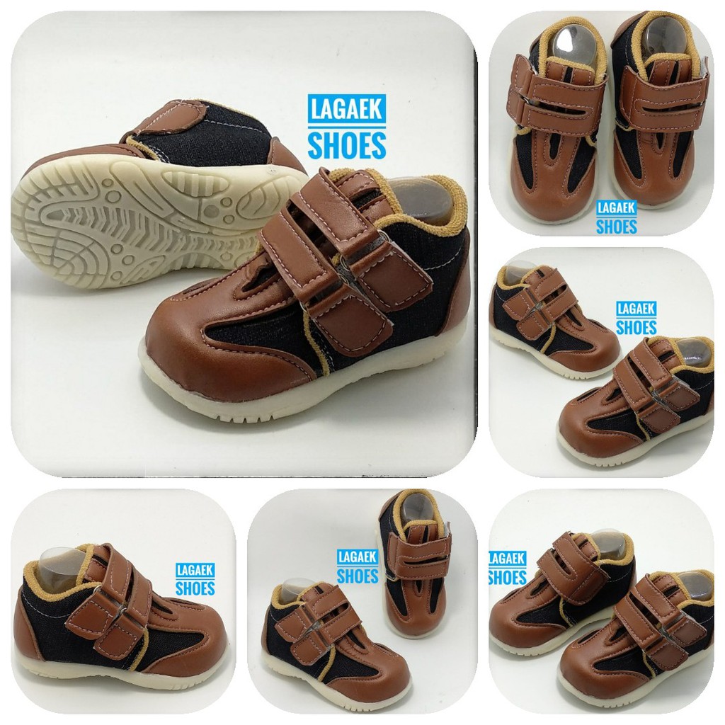 Sepatu Anak Laki Usia 1 2 3 4 Tahun Size 22 - 30 - Sepatu Boots Anak Cowok Jeans Kombinasi COKLAT SALE