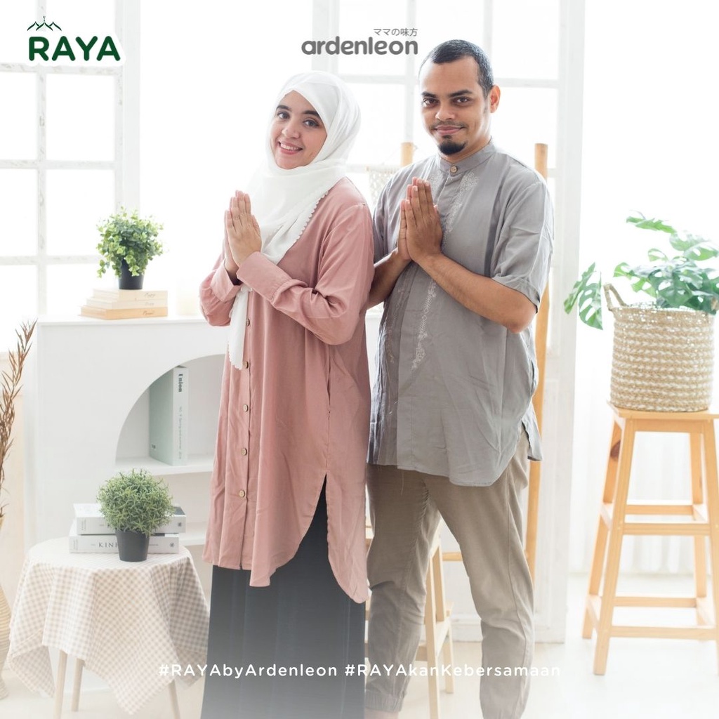 Ardenleon Raya Collection Men Button Koko Shirt Atasan Baju Muslim Lengan Pendek Pria Dewasa