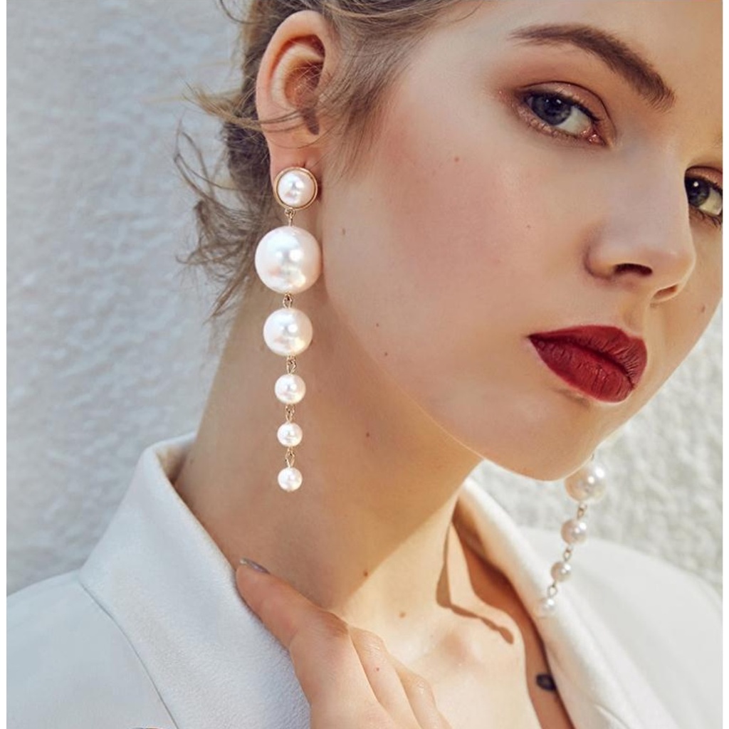 Anting Wanita B638 TASSEL BIG Mutiara Panjang Korea Fashion Vintage Earrings Women Earring Giwang Imitasi Aksesoris