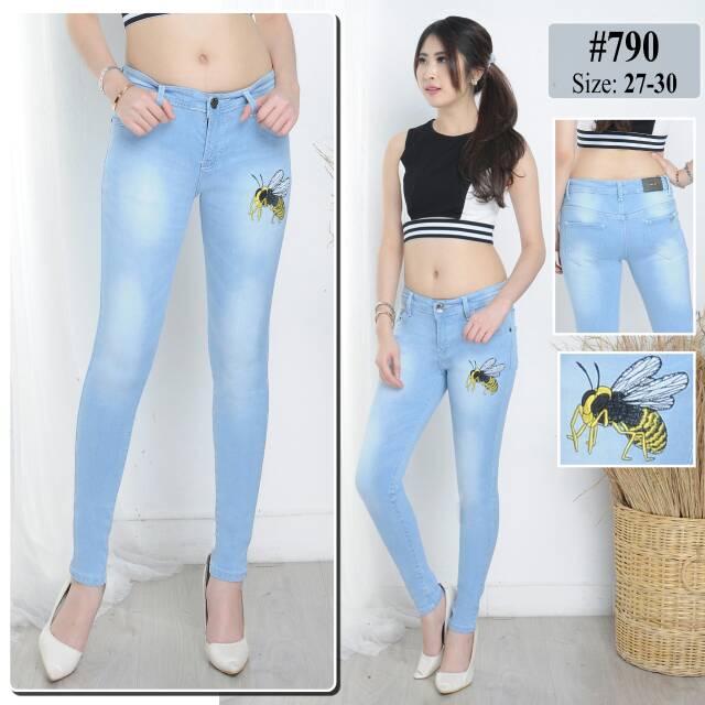 Celana Jeans Wanita / Celana Jeans Bordir / Celana Korea