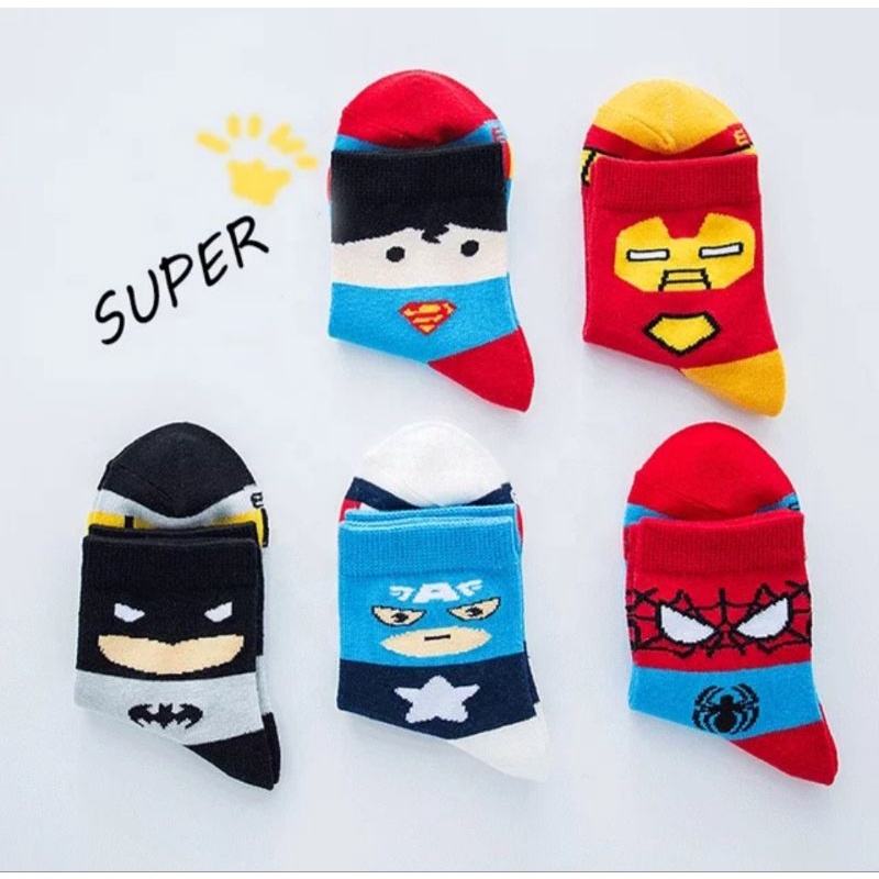 kaos kaki anak motif SUPERHERO ( 2 - 7 tahun )