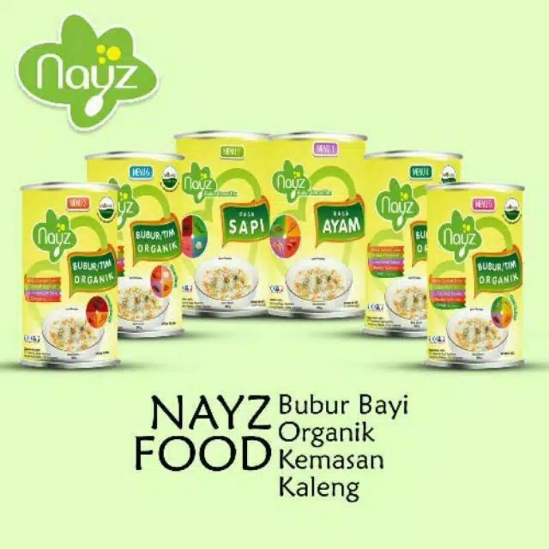 Nayz Bubur Tim Bayi Beras Organik 275g (Kaleng kemasan baru 2024 exp) ayam sapi salmon