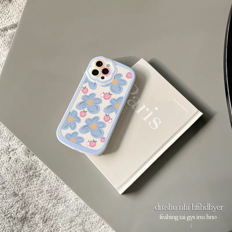 Case Motif Kartun Bunga Biru Untuk IPhone 12 13 11 Pro Max X Xs Max Xr 7 8 Plus Zkzs