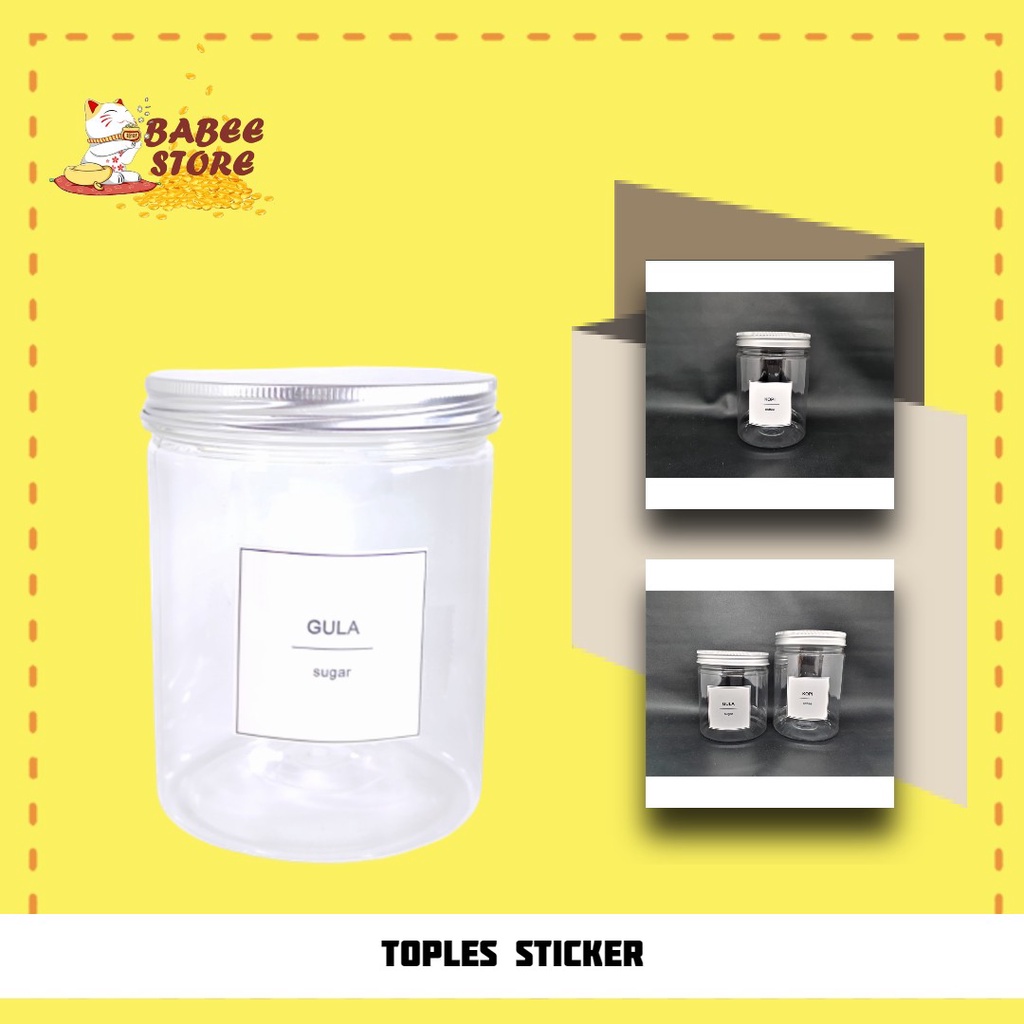 TOPLES BUMBU DAPUR LABEL STICKER / TOPLES PLASTIK TUTUP ALUMINIUM / WADAH BUMBU DAPUR AESTHETIC