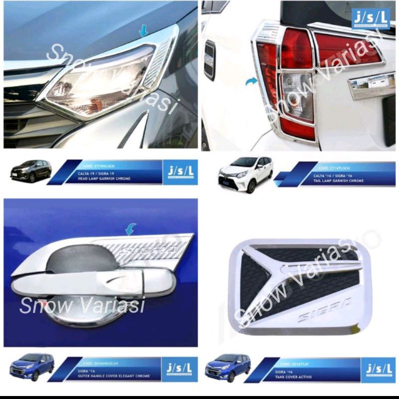 SIGRA 2019 2020 2021 PAKET GARNISH DEPAN BELAKANG LAMPU OUTER HANDLE TANK COVER LIST LIS LAMPU CHROME