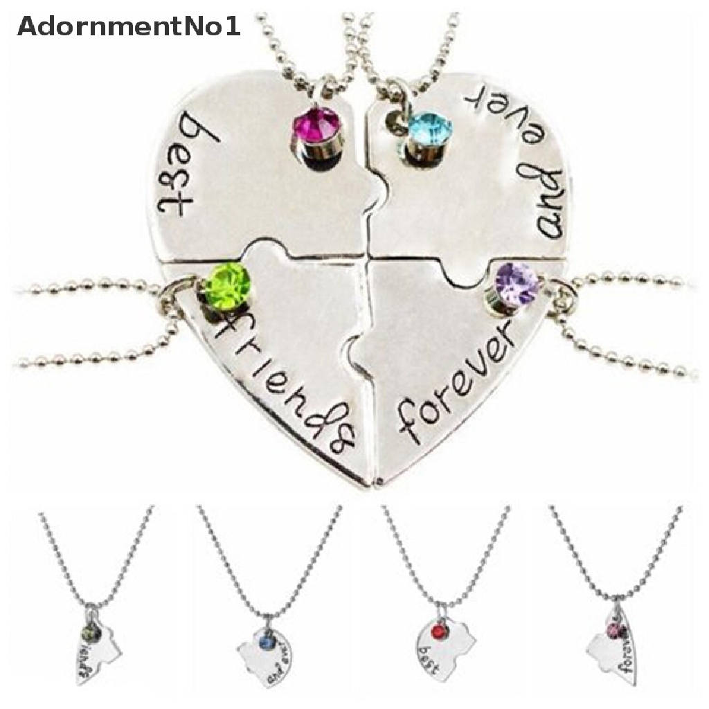 (AdornmentNo1) Kalung Rantai Dengan Liontin Puzzle Hati Motif Best Friends Forever And Ever