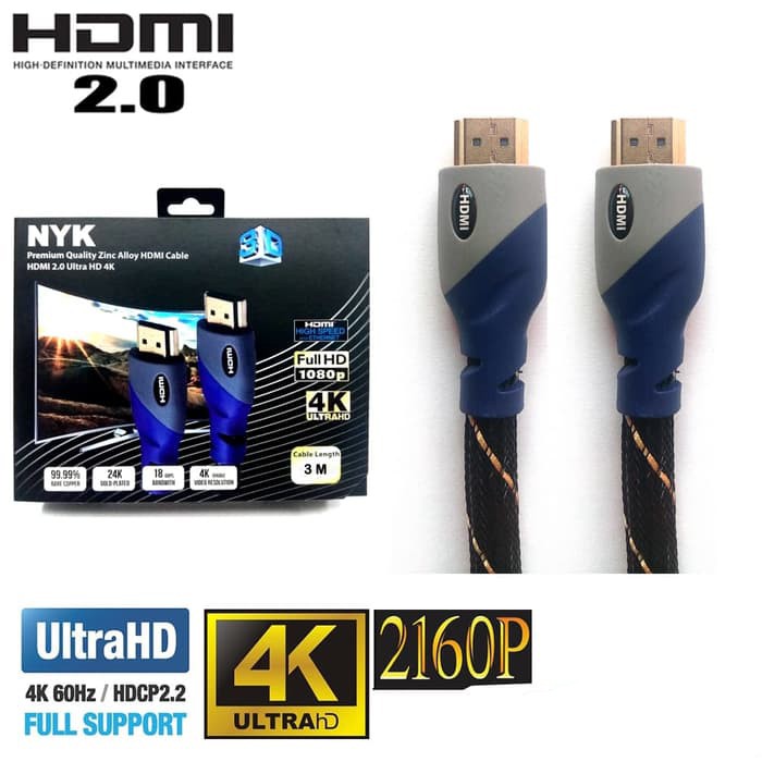 NYK 3m Kabel HDMI to HDMI Gold Plated