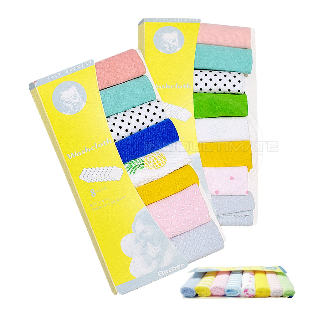 8 Pcs Washcloth Sapu Tangan Wash Lap Bayi Lap Mandi Bayi 8in1 Handuk bayi Baby Wash Lap WL-02