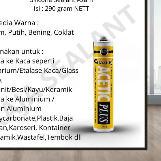 

Silicone Sealant Lem Aquarium Glazing Acetic Plus Silikon Silen Sealen - Bening