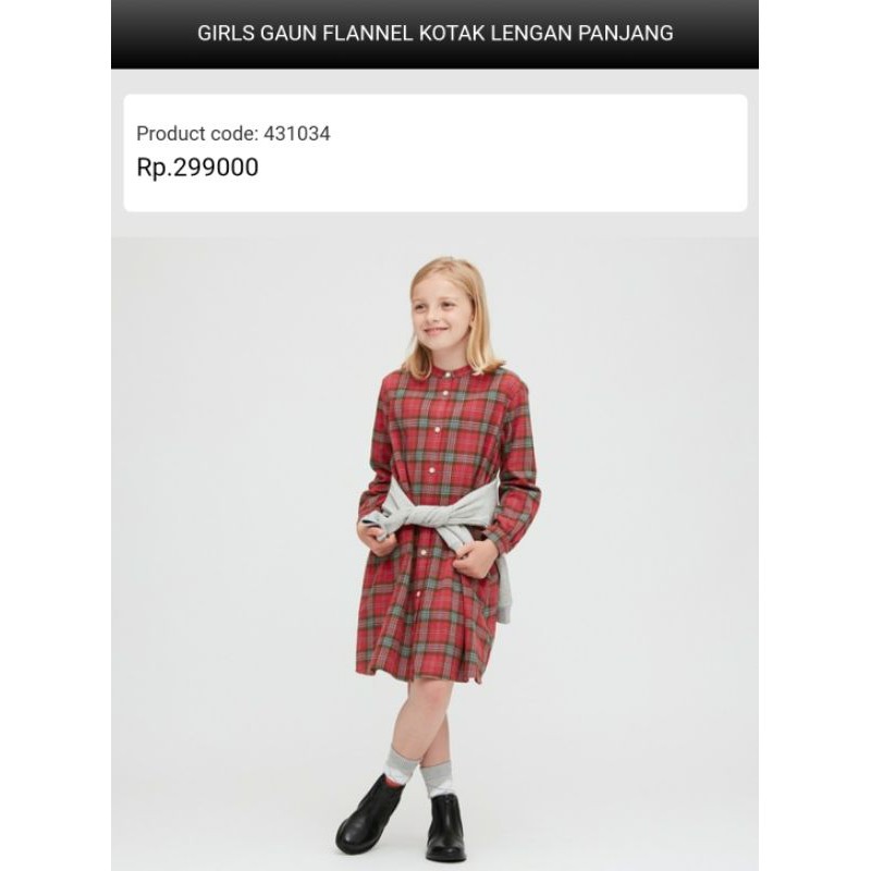uniqlo Sale Tunik Flanel size kids 160 atau setara dengan Size S adult/dewasa