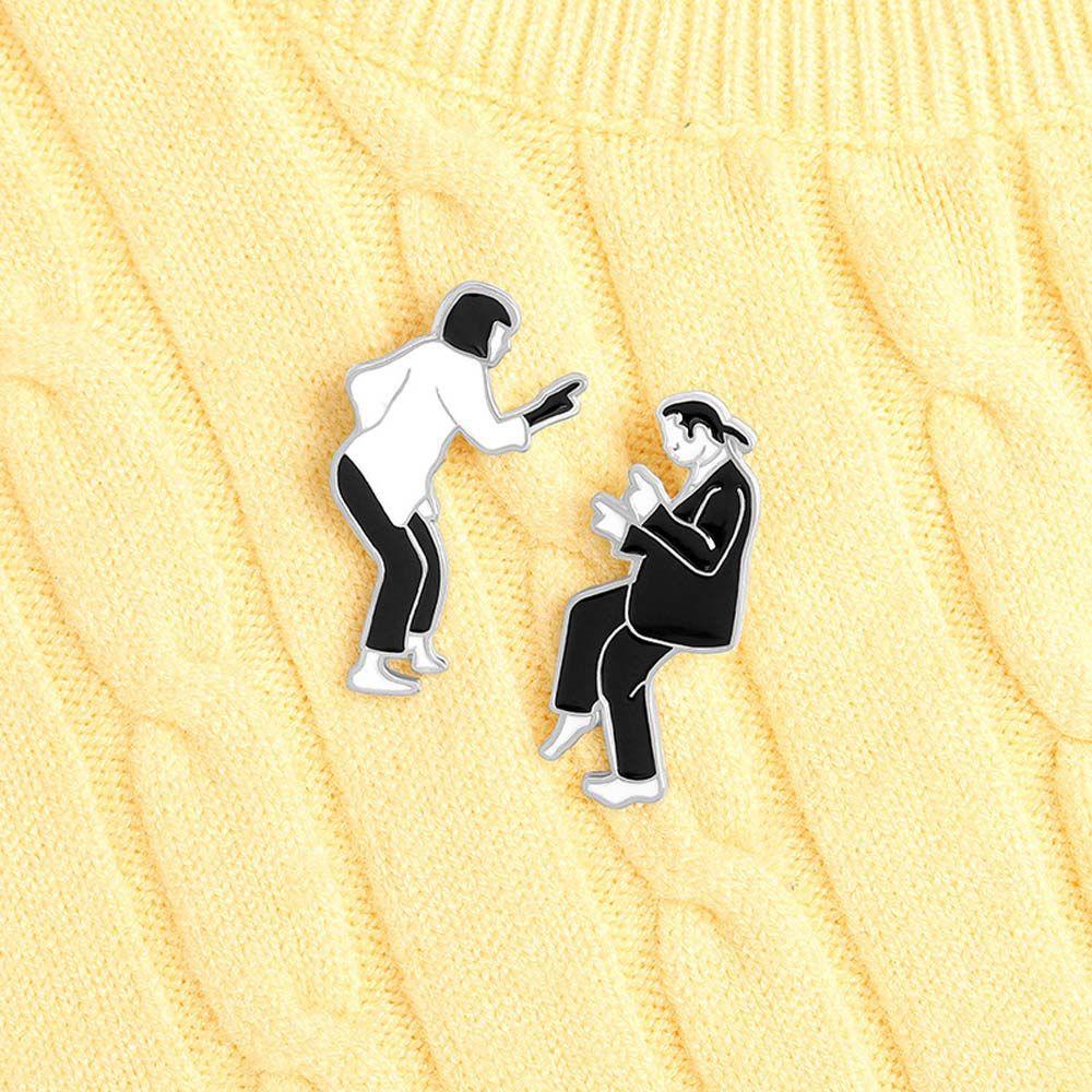 Mxbeauty Lucu Bros Hadiah Untuk Wanita Pria Hadiah Untuk Anak-Anak Kerah Bros Pulp Fiction Badge Pin Kerah Pin Enamel Pin