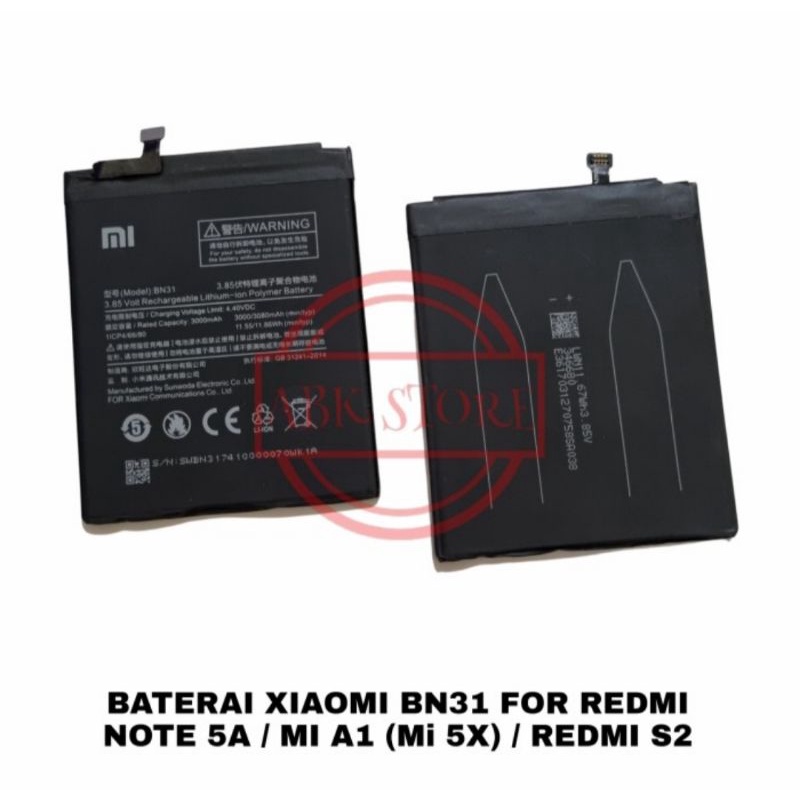 BATTERY BATRE BATRAI BATERAI XIAOMI MI5X MIA1 /  NOTE 5A / REDMI S2 BN31 ORIGINAL