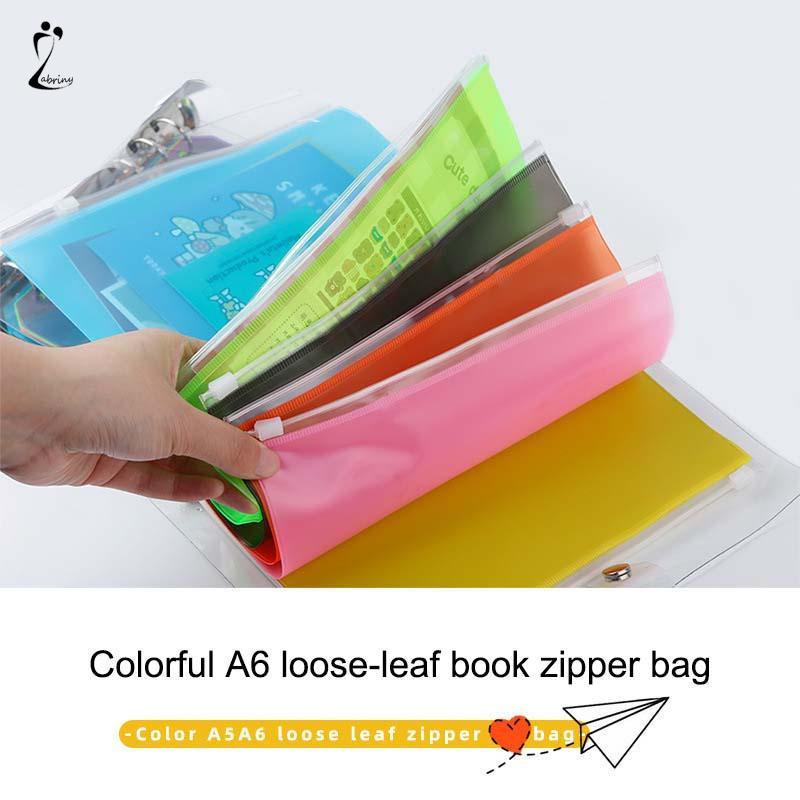 

A6 Frosted PVC Ritsleting Tas Penyimpanan Traveller Notebook Organizer Buku Loose-leaf Z