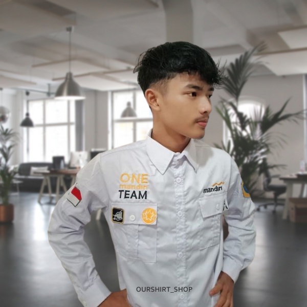 KEMEJA BANK MANDIRI PUTIH BAJU SERAGAM BANK MANDIRI KEMEJA KERJA PRIA WANITA BANK ONE MANDIRI TEAM