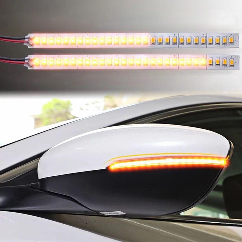 Lanfy Lampu Indikator Dinamic Mobil-styling Kuning Amber Flowing Safety 2PCS/Set Spion 1pasang Sein Strip Light