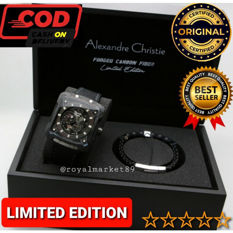 LIMITED EDITION ORIGINAL JAM TANGAN PRIA ALEXANDRE CHRISTIE FIBER CARBON ALEXANDER CRISTIE AC 3030
