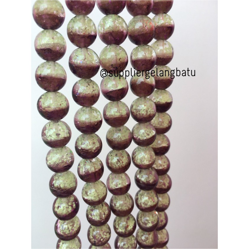 Manik Kristal Ungu 12mm Glow In The Dark Fosfor Kaca Premium Cantik craft beads grosir kerajinan