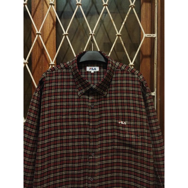 kemeja flannel fila second original 5L kemeja casual besar big size jumbo pria murah terlaris