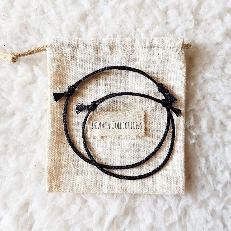 Set 2 Gelang Kepang Hitam Polos / Gelang Kepang Tridatu