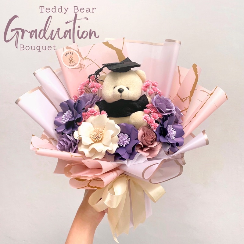 BUKET WISUDA BONEKA BEAR / GRADUATION BOUQUET / PAPER FLOWER BOUQUET / BOUQUET KERTAS BONEKA BERUANG