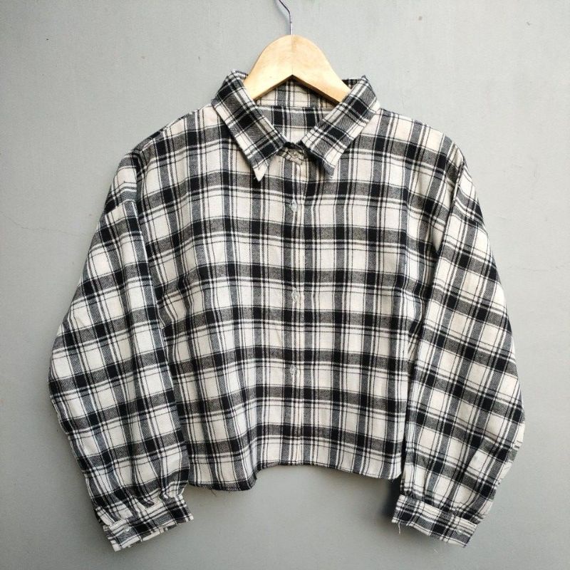crop top tartan / crop top flanel / kemeja crop wanita-Motif 18