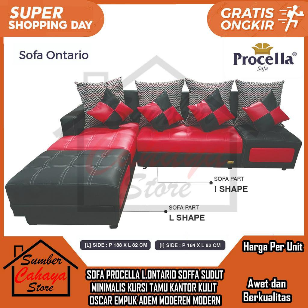 [Kargo] SOFA PROCELLA L.ONTARIO SOFFA SUDUT MINIMALIS KURSI TAMU KANTOR KULIT OSCAR EMPUK ADEM  RELA