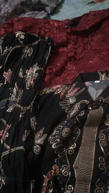 Stelan Kebaya Brukat Super Jumbo Fitrah Kombi Rok Lilit Batik Super Jumbo