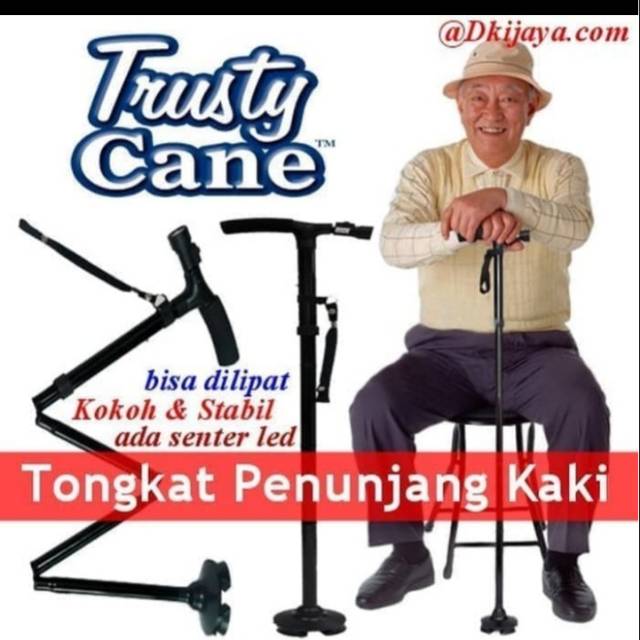 Tongkat Penunjang Kaki Alat Bantu Jalan Manula + SENTER LED
