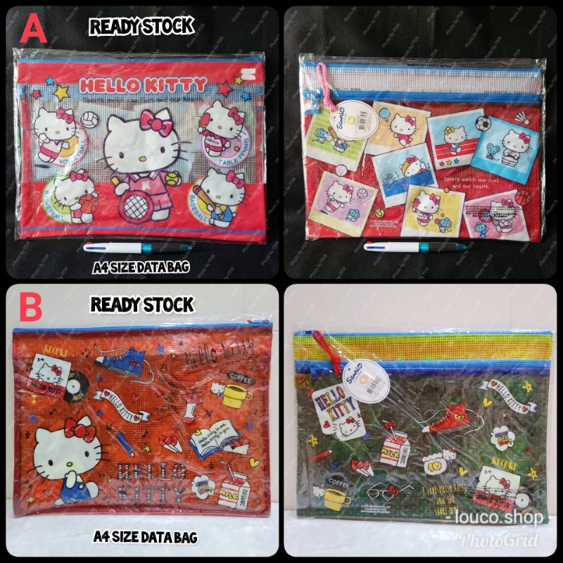 

Data Bag / Pouch Resleting Zipper Dompet Organizer Dokumen A5 Sanrio Karakter Hello Kitty
