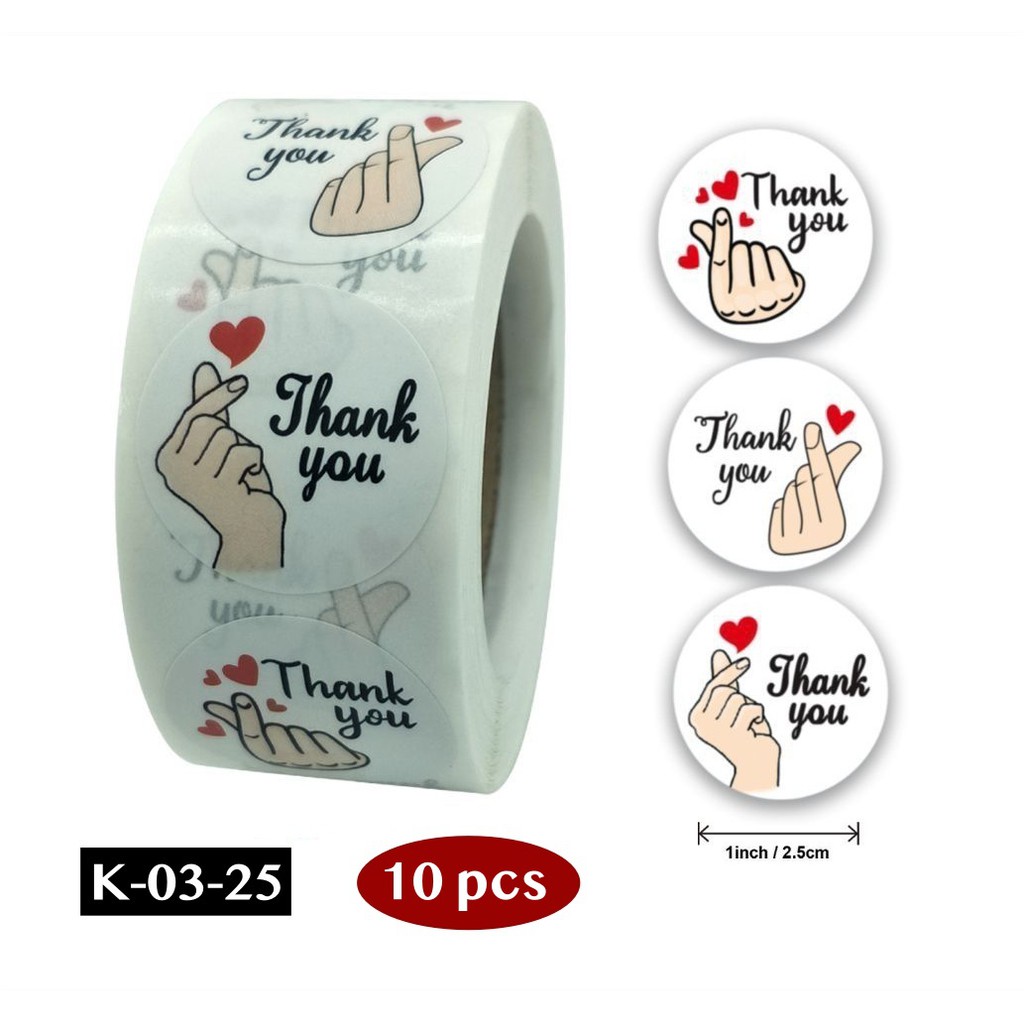 AliMaMa - STIKER THANK YOU 10 PCS - Sticker Terima Kasih Segel Olshop Online Shop Packaging Packing Souvenir Suvenir Import Murah Medan-K-03-25