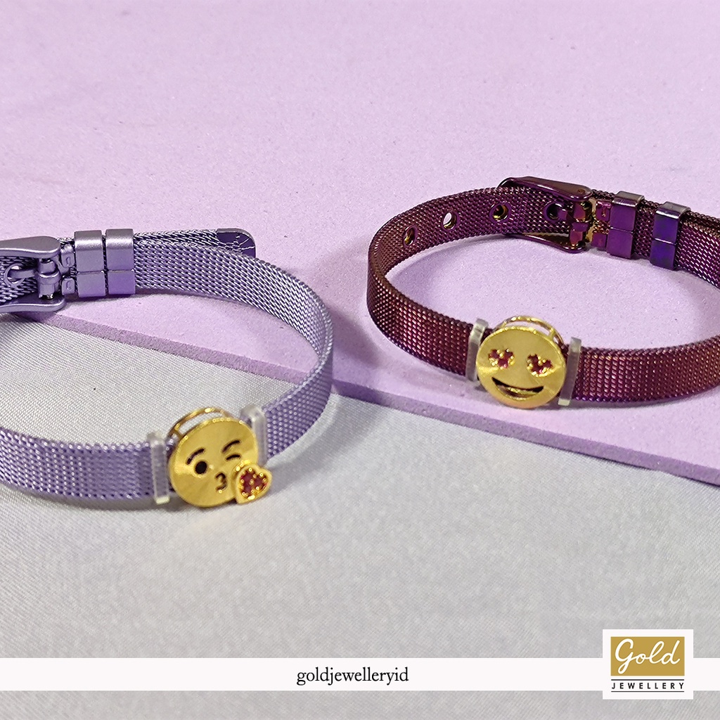 Gelang tali emas kuning 700 16k model smiley