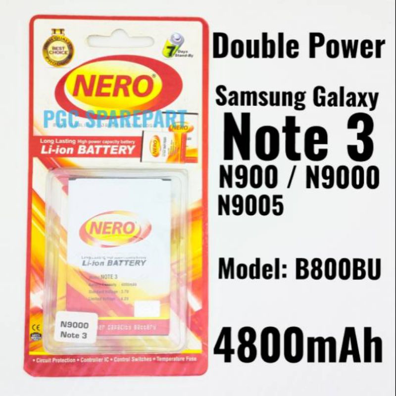 SAMSUNG NOTE 3 BATERAI DOUBLE POWER NERO KAPASITAS 4800  REAL