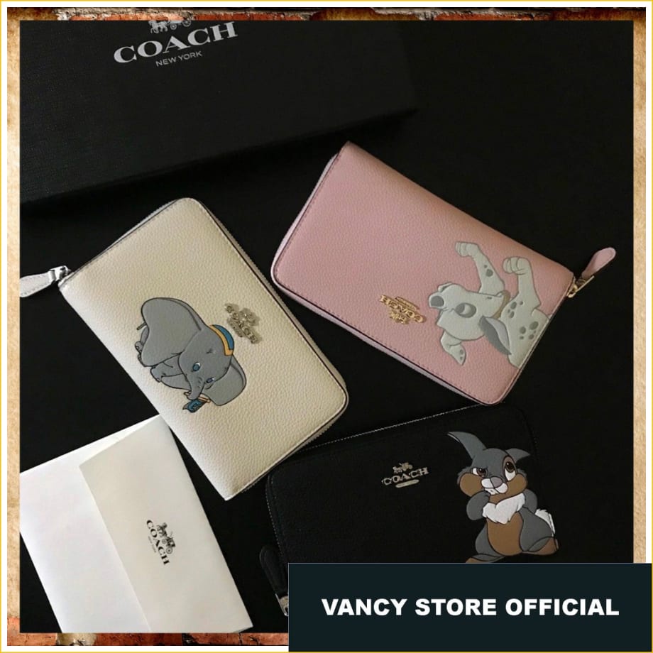 Tas Original Coach Coach x Disney Pebbled Leather Medium Wallet FULLSET NEW WITH TAG  Ori
