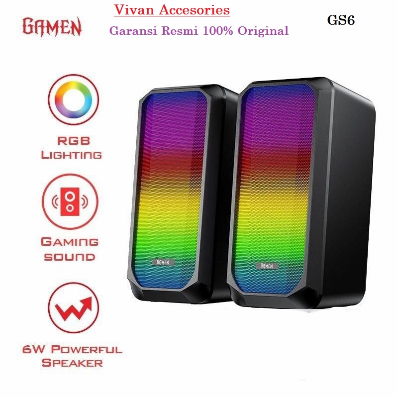 Gamen GS6 Gaming Multimedia Speaker with RGB Rhythm Lights