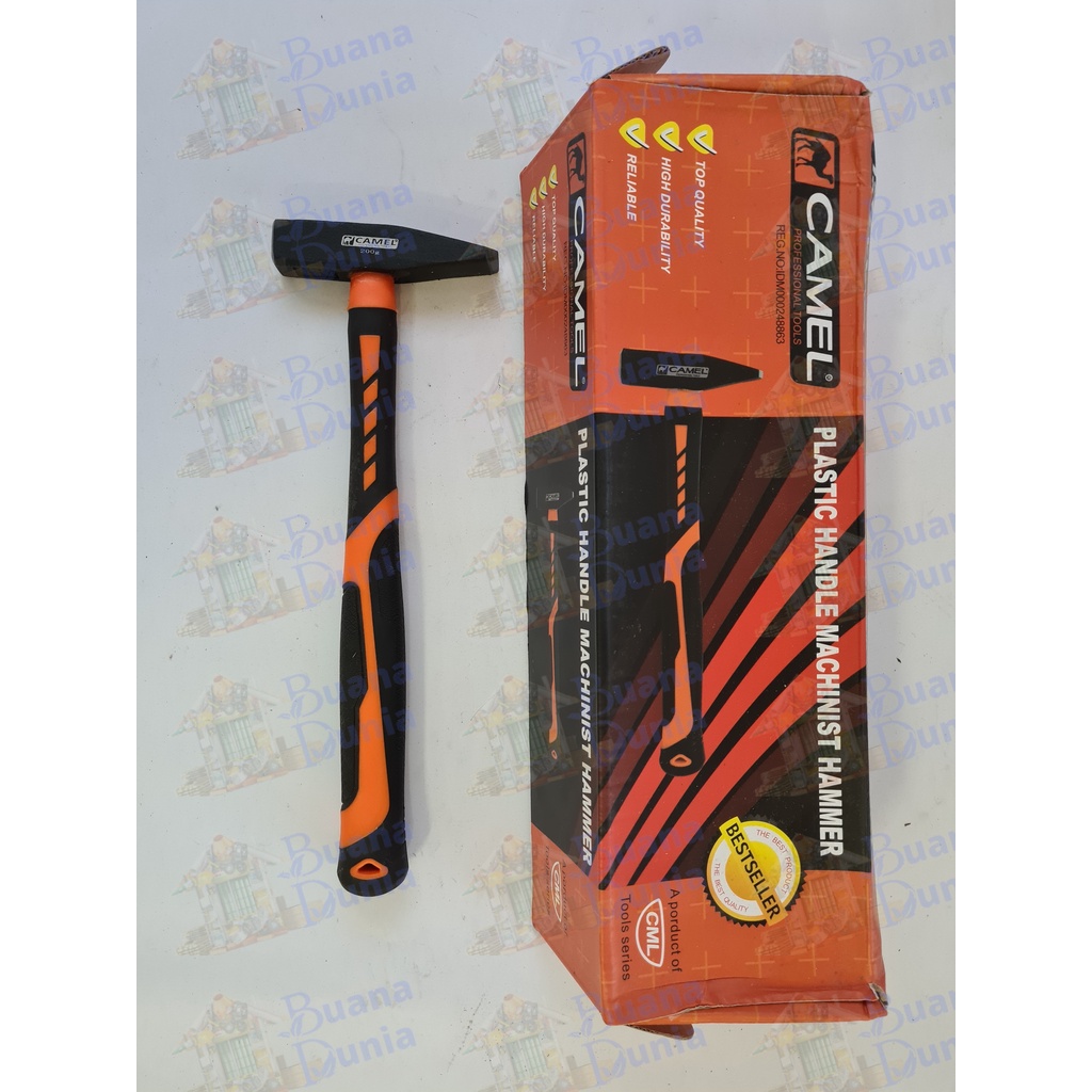 Palu Kaca Lancip Gagang Karet Camel 200g | Palu Tukang Lancip