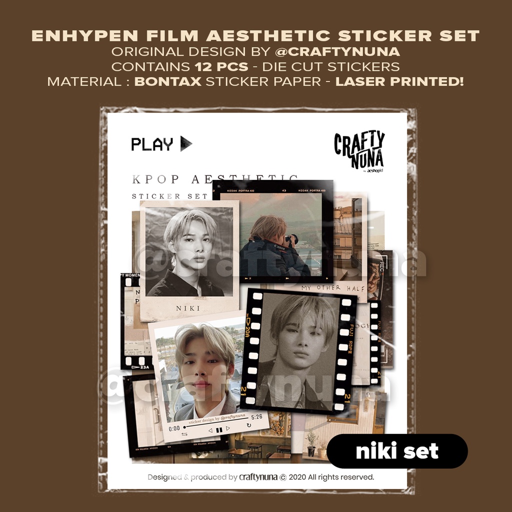 BARU! ENHYPEN FILM AESTHETIC STICKER SET VINTAGE ESTETIK STIKER KPOP DECO CASE HP JOURNAL BUJO