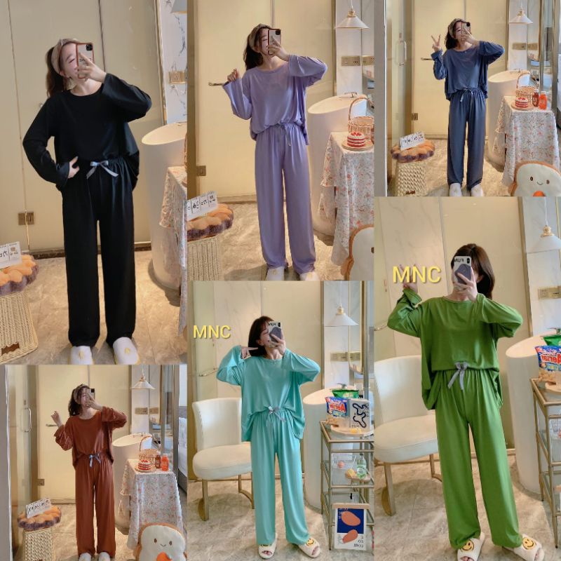 RULIF Oneset Setelan Wanita / Setelan wanita baju tidur import modis Oversize/ PP POLOS