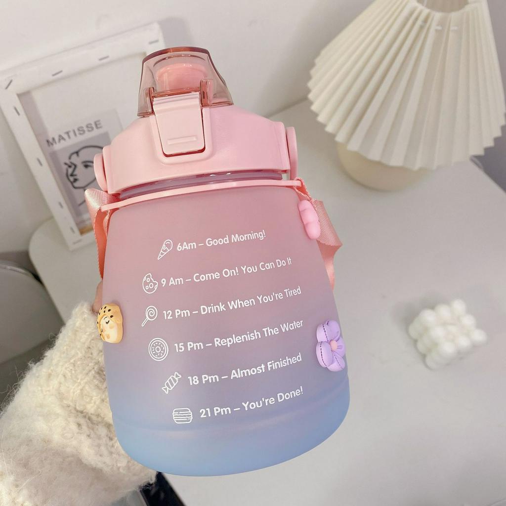 Botol Minum Viral Motivasi / Botol Pelangi Gradasi Botol Minum Gemoy Murah Botol Minum 2 Liter Free Stiker 2D &amp; 3D