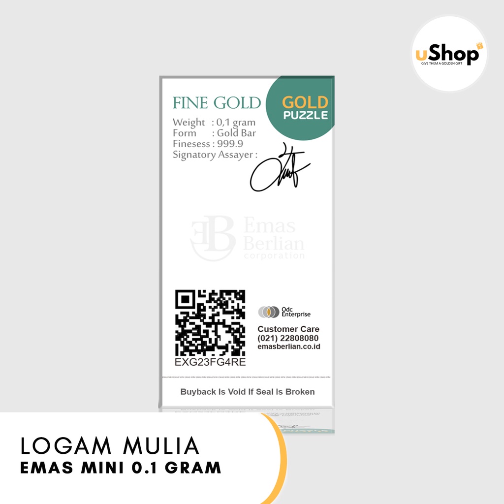 Emas Mini Logam Mulia 0.1 gram