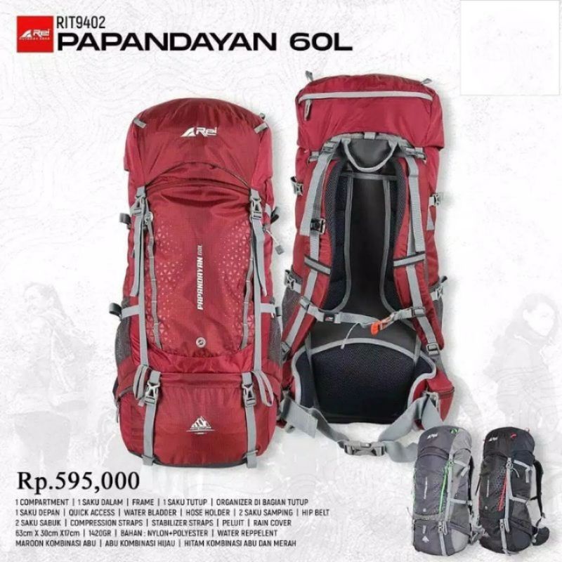 Tas Gunung / Ransel/ Carrier Rei Papandayan 60L/ carrier 60L￼￼