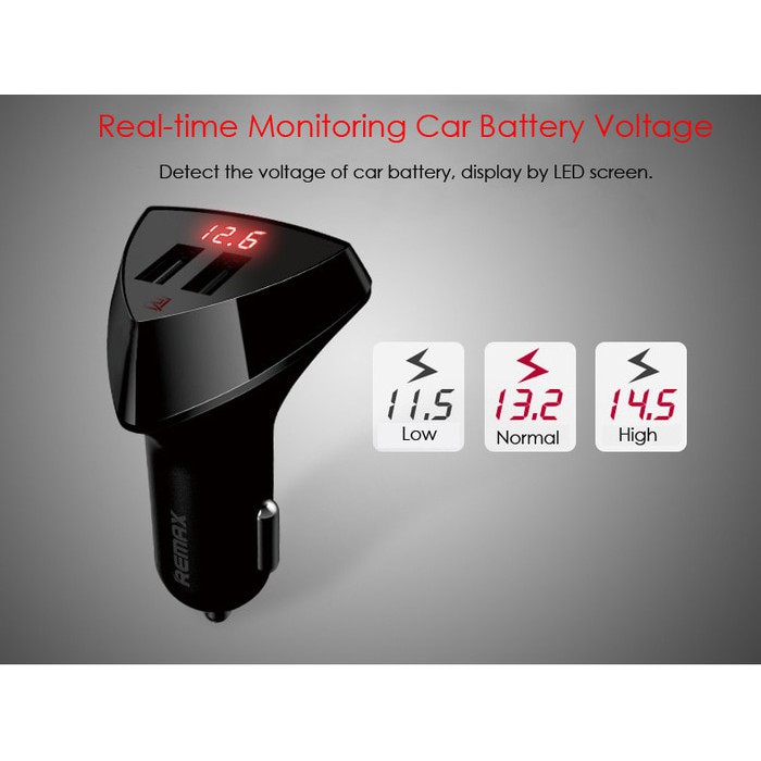 car cas lcd display Remax RCC-208 Charger Mobil Alien Series Car Charger 2 USB 3.4A jnp