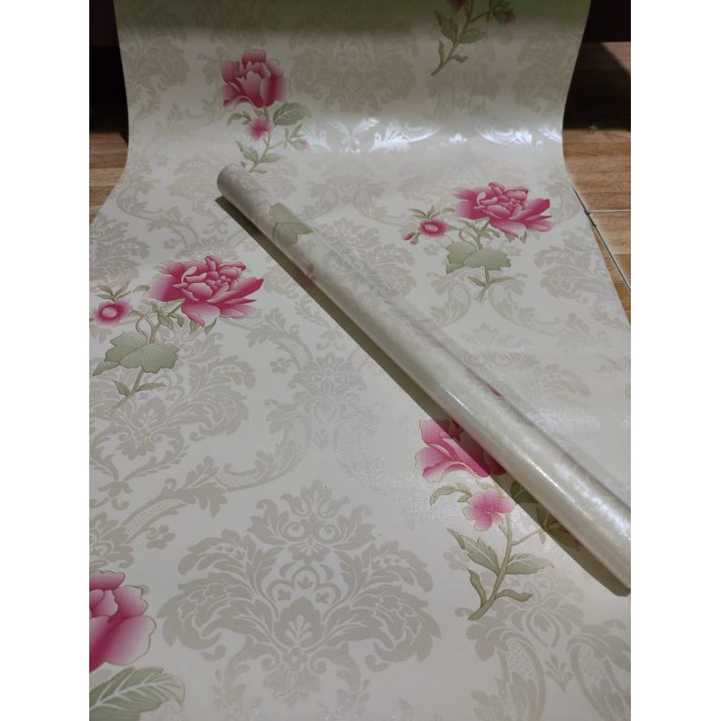 Wallpaper dinding stiker dinding wallstiker 3d #termurah motif mawar pink terlengkap#terlaris
