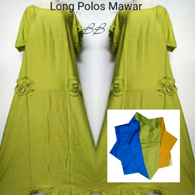 Daster panjang/ Longdress rayon saku bunga