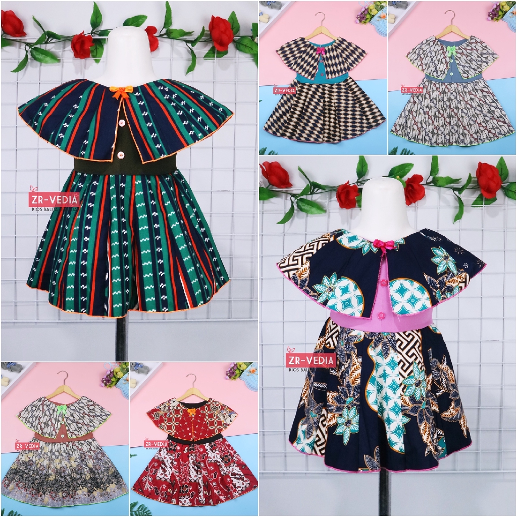 Dress Irene size 3-4 Tahun / Dres Batik Cape Balita Perempuan Murah Baju Anak Cewek Katun Adem Gaun